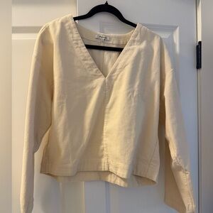 Madewell Cream V-Neck Blouse